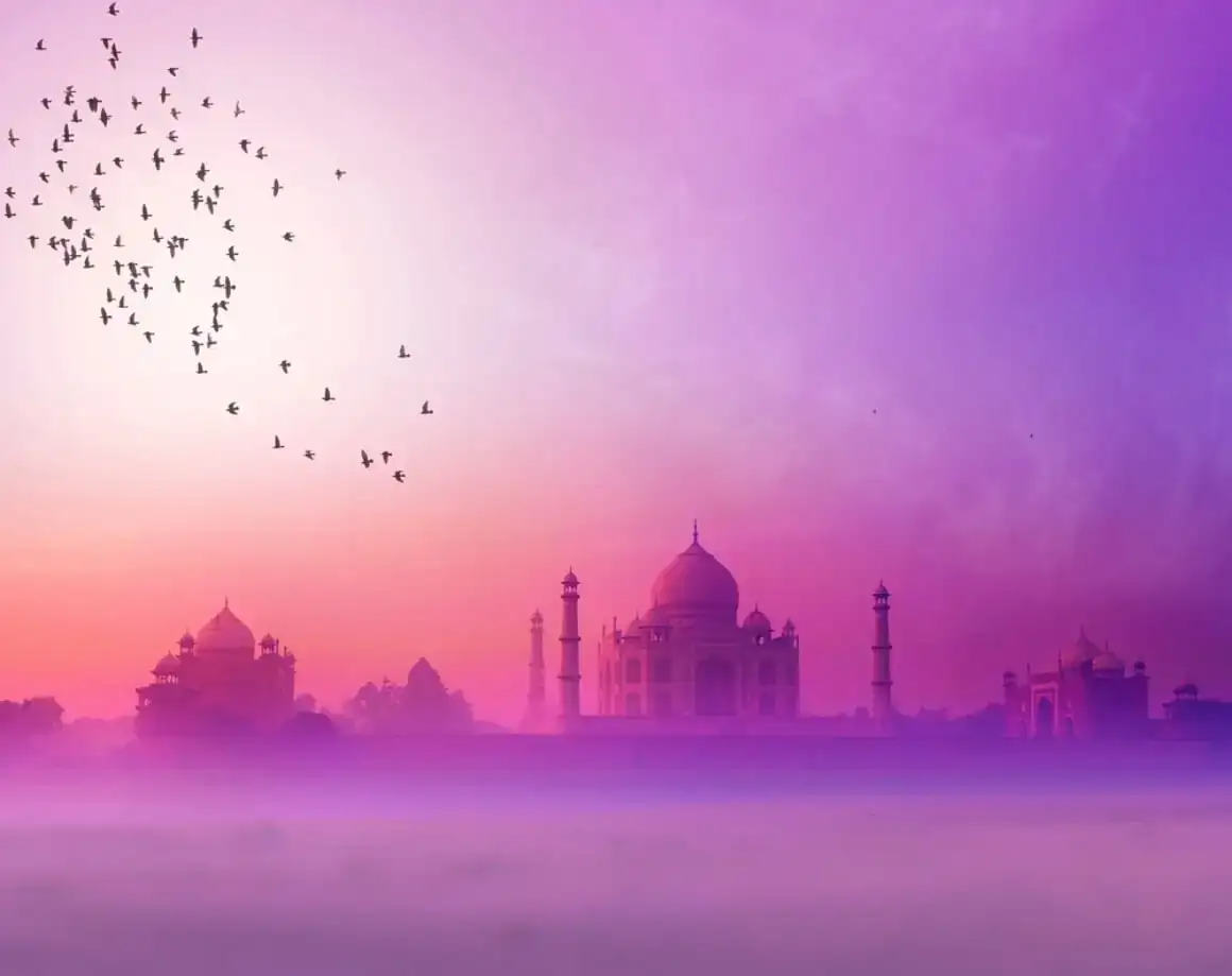 pôr do sol rosa taj mahal