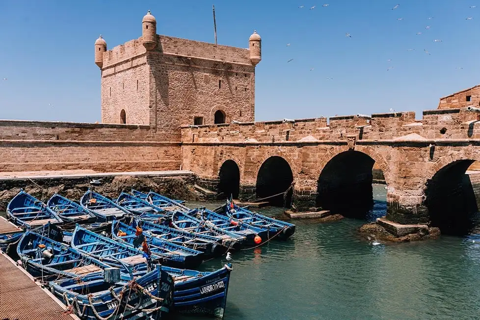 Os barcos azuis de Essaouira, Marrocos