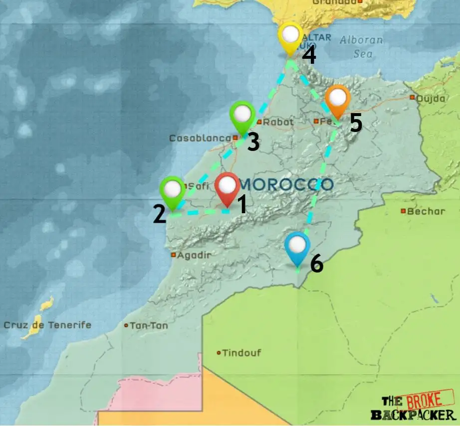 Mapa de onde ficar em Marrocos 2
