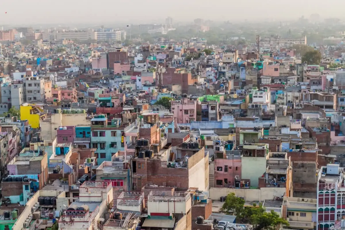vue aérienne du vieux Delhi randonnée en Inde
