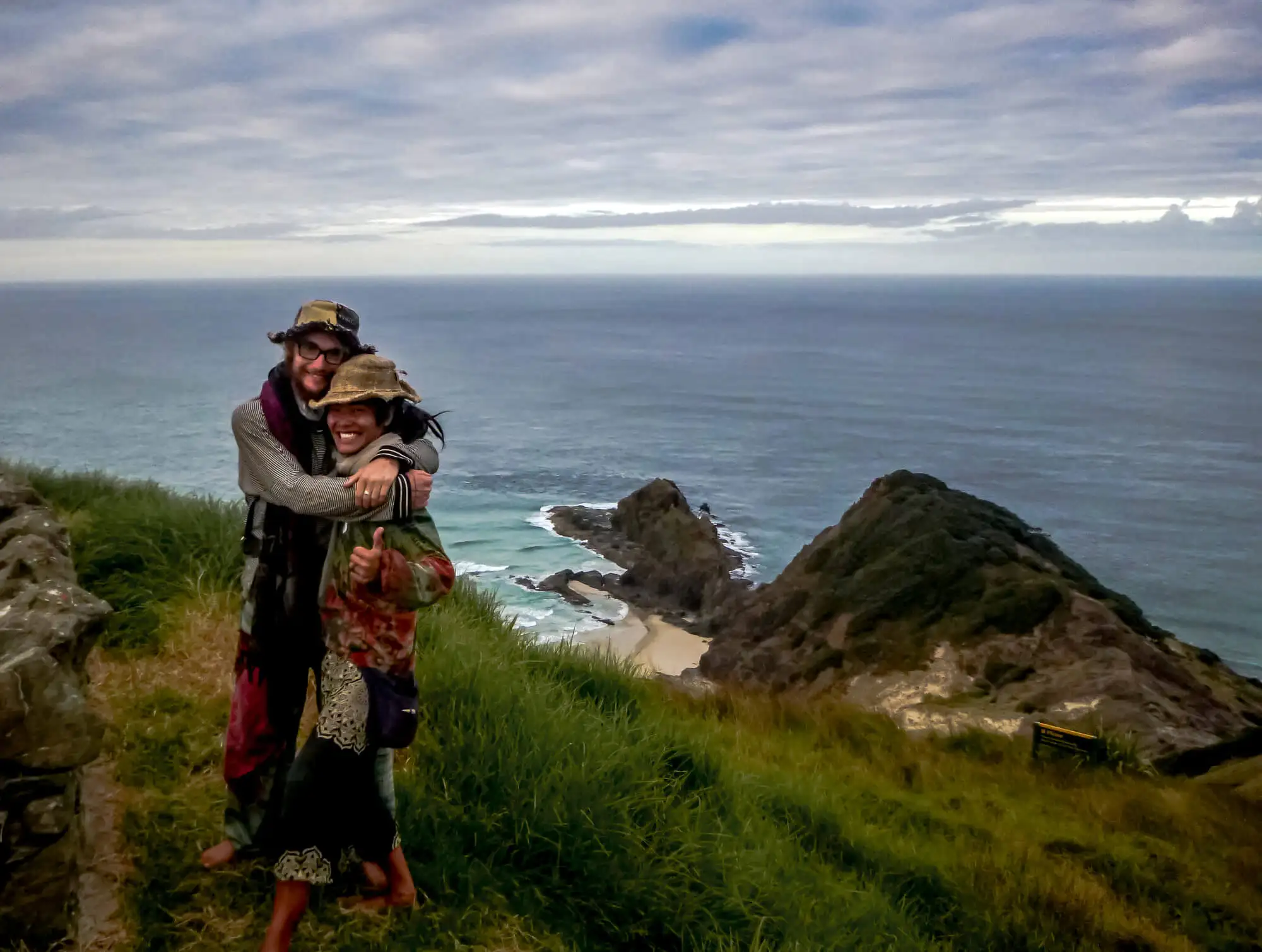 Cape Reinga, Nouvelle-Zélande - moi et mon premier compagnon de voyage