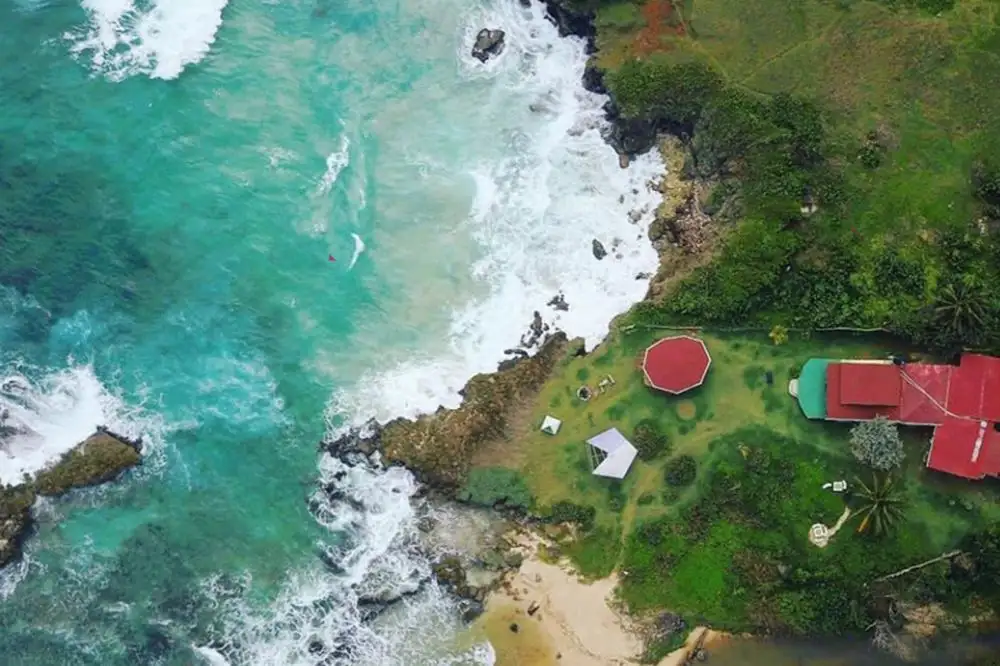 Routard regardant un champ de riz à Bali, Indonésie