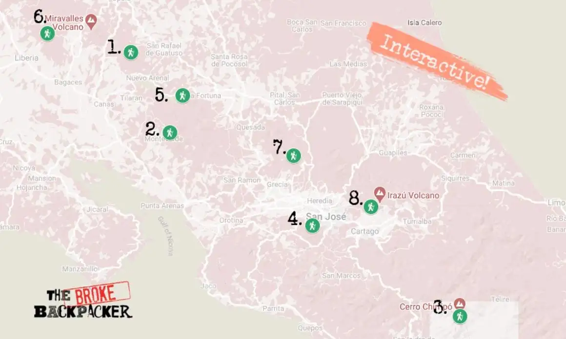 Najlepsze wędrówki w Kostaryce Moje mapy Google