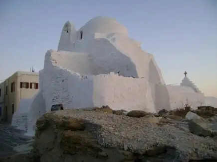 Mykonos terrasse extérieure avec mer