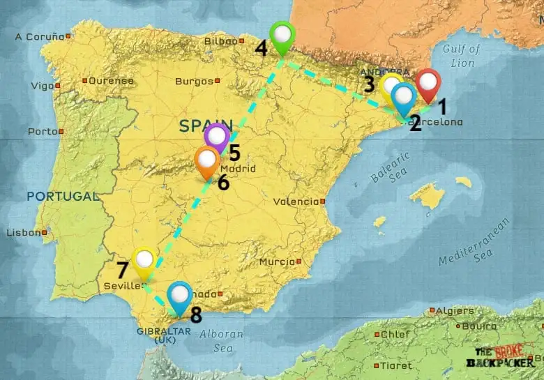 Carte de l'Espagne