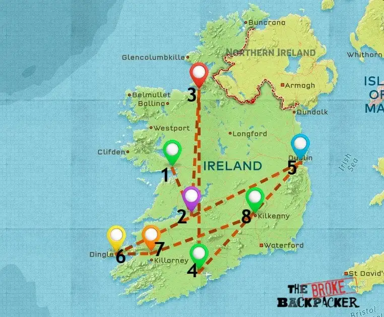 Mapa de onde ficar na Irlanda