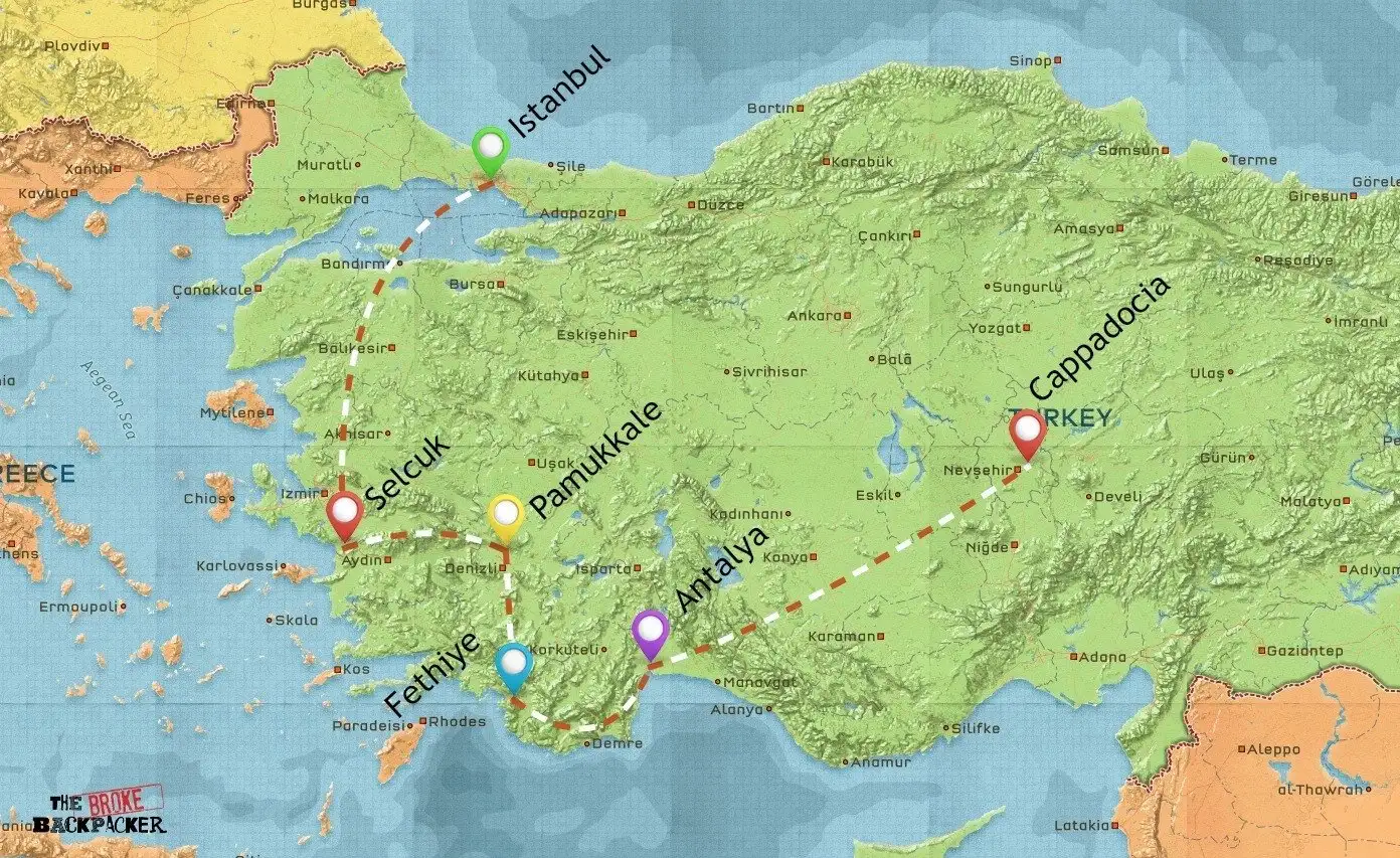 randonnée-dinde-carte-itinéraire-2-semaines