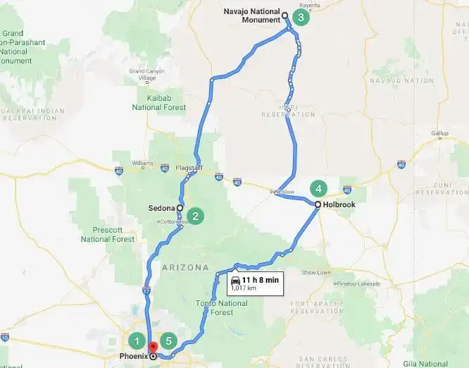 Carte de la route 2 de l'Arizona