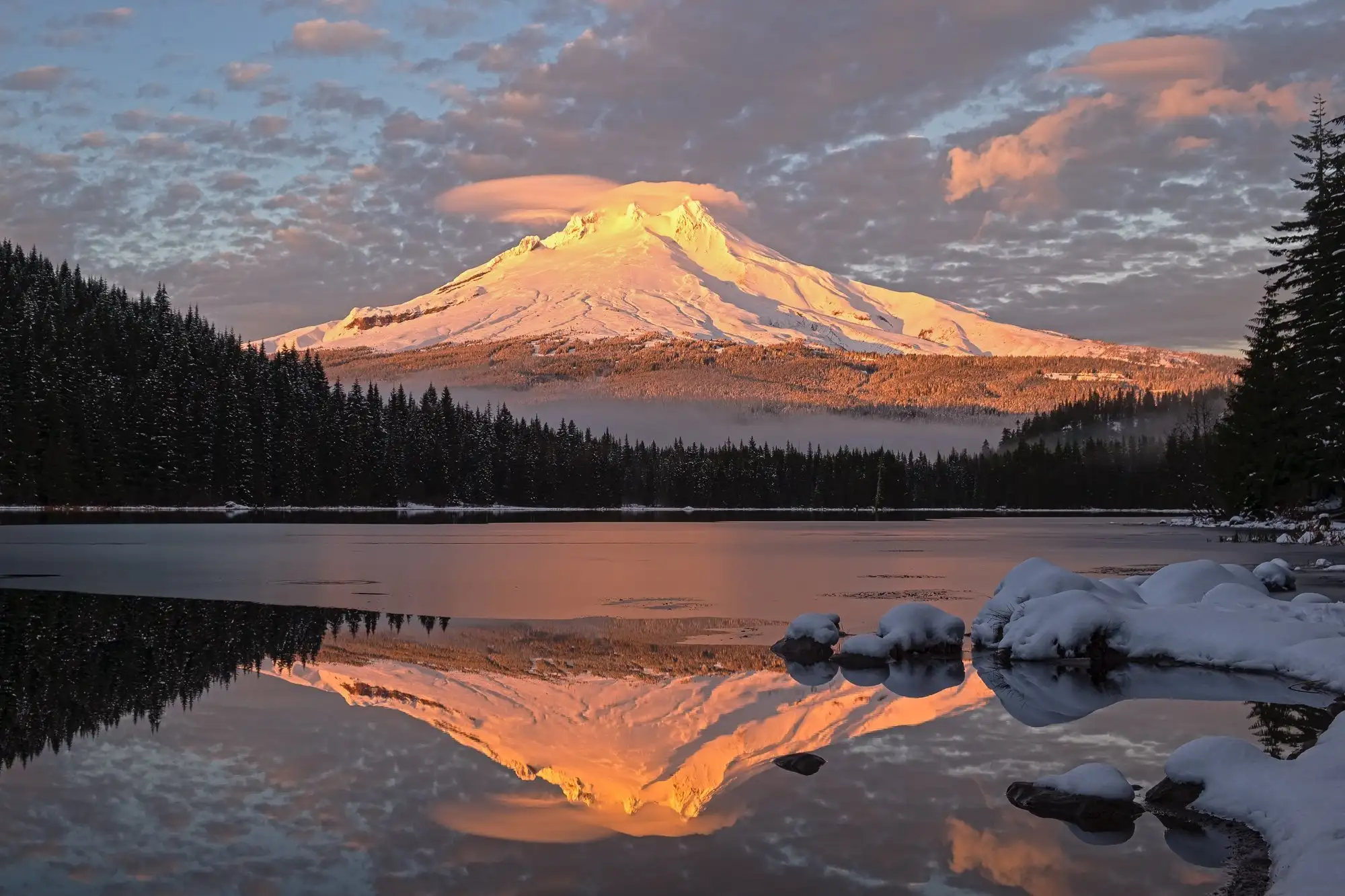 mont hood coucher de soleil trillium lac oregon photographie itinérance ralph