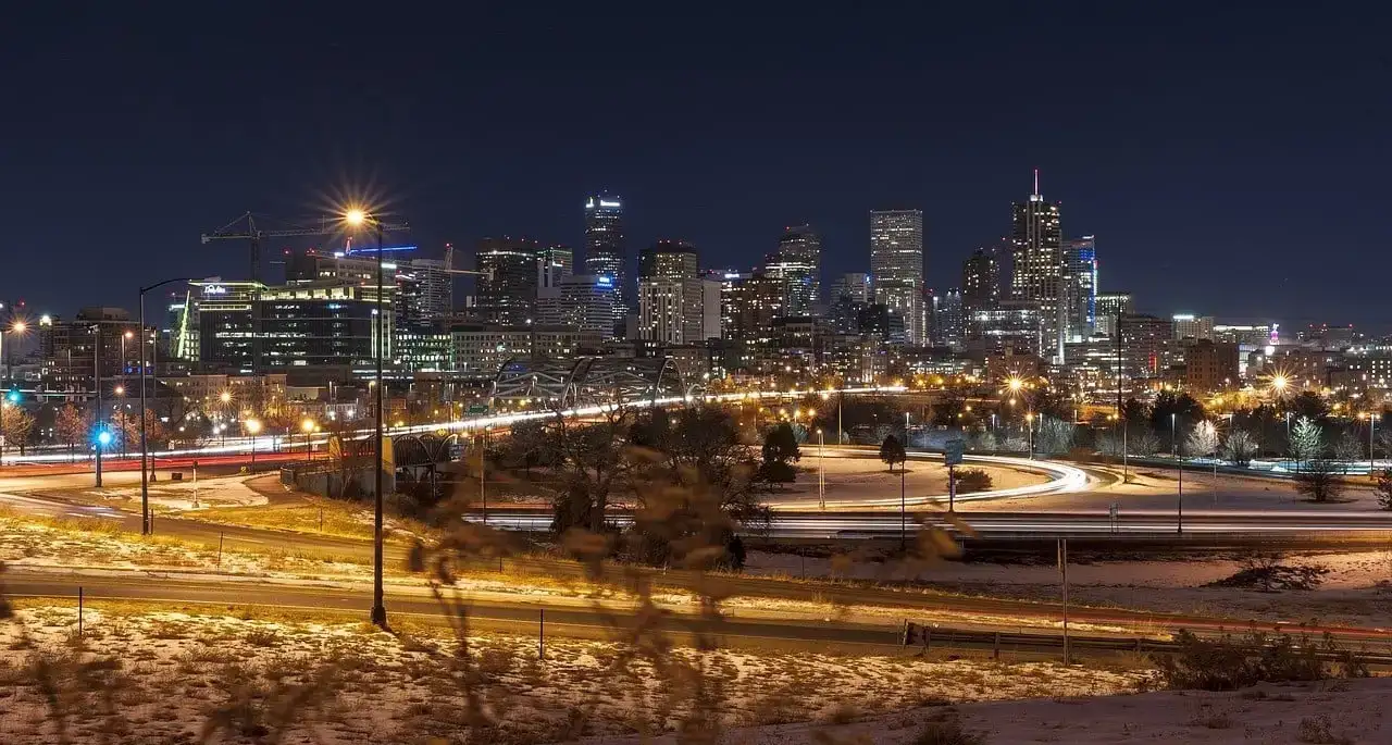 Denver skyline nuit longue exposition