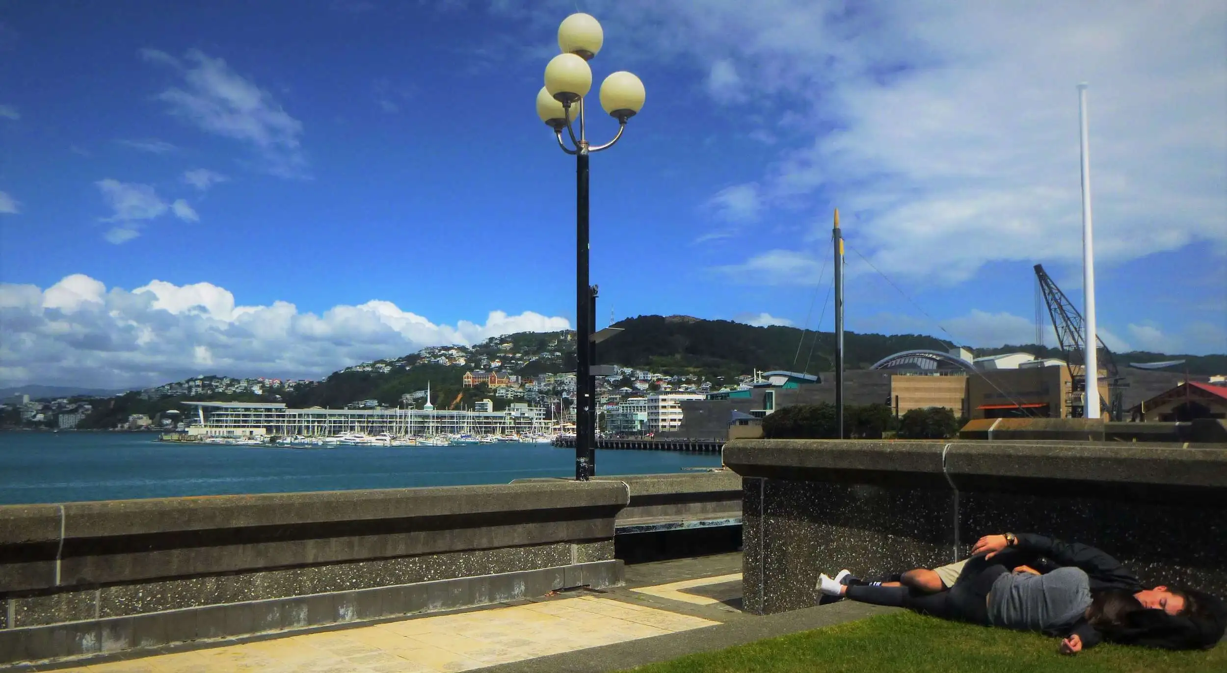Mag-asawang natutulog sa Wellington waterfont