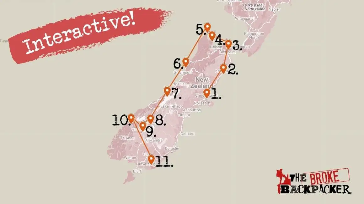 Itinerário 2 de mochila na Nova Zelândia