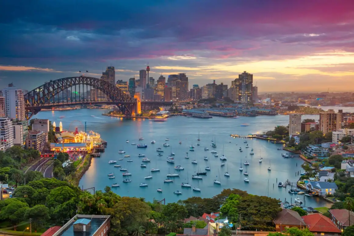 Krásný sydney přístav. Raed on pro nahlédnutí do nákladů na cestu do Austrálie