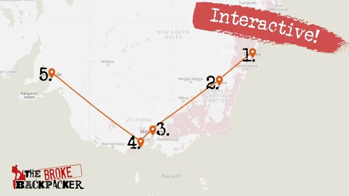 Itinéraire de randonnée de 2 semaines en Australie