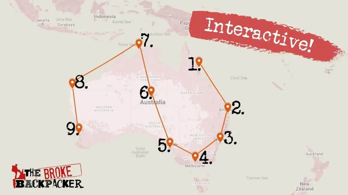Itinéraire de randonnée de 3 mois en Australie