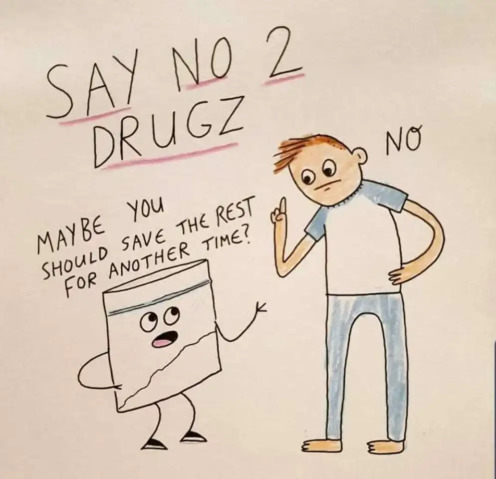 Un mème représentant le plaisir de l'industrie du tourisme récréatif de la drogue