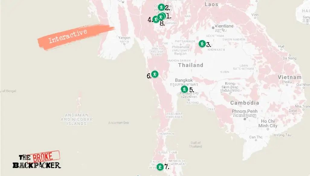 Mapa das melhores caminhadas na Tailândia O que saber antes de fazer caminhadas na Tailândia