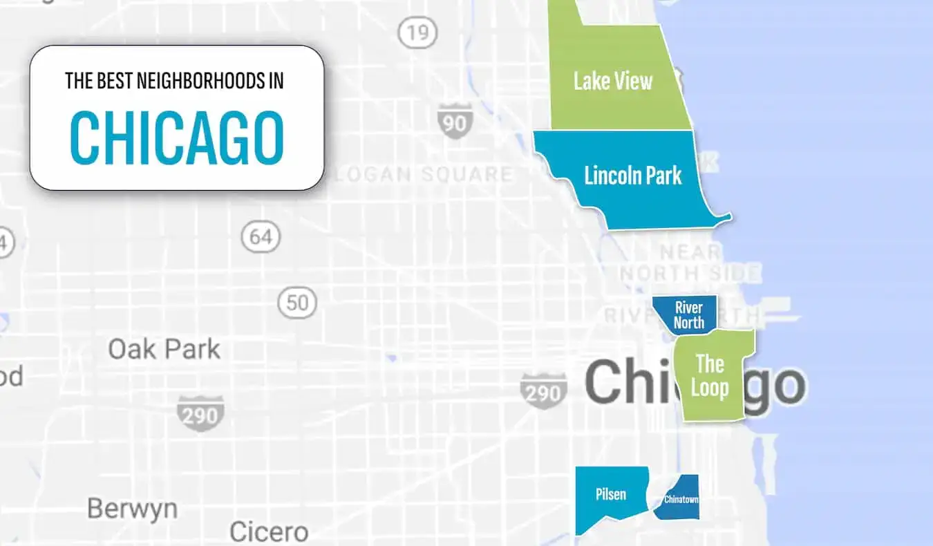Um mapa das melhores áreas para ficar em Chicago, EUA