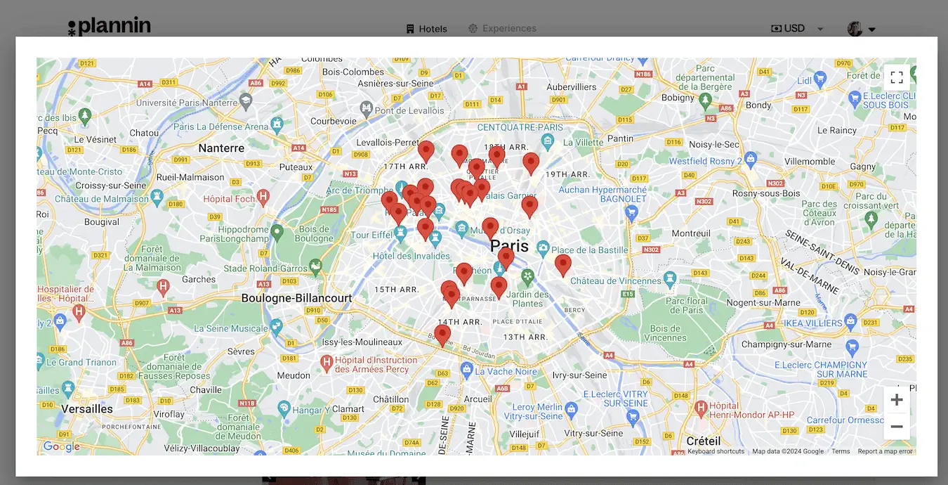 Plannin ホテル Web サイトのスクリーンショット