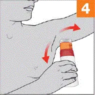 Wipe the applicator down and up in one armpit until the applicator is empty - Illustration