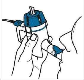 Breathe in (inhale) and breathe out (exhale) normally through the Mouthpiece. - Illustration