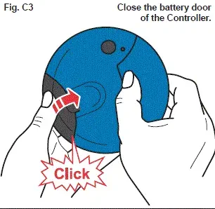 Close the battery door of the Controller. - Illustration