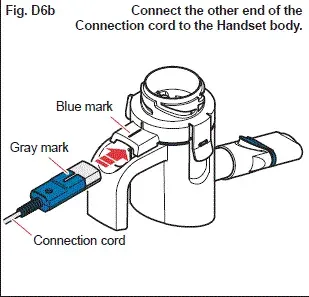 Connect the other end of the Connection cord to the Handset body. - Illustration