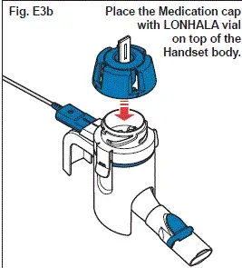 Place the Medication cap with LONHALA vial on top of the Handset body. - Illustration