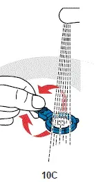 10C Rinse Aerosol head with warm running water for about 10 seconds. - Illustration
