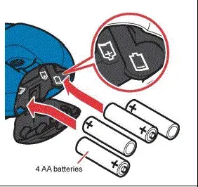 Put 4 AA batteries in the Controller as shown. - Illustration