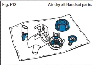 F12 Air-dry all Handset parts. - Illustration