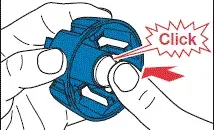 LONHALA vial is not seated properly. Press the LONHALA vial base toward the cap until you hear it snap into place. - Illustration