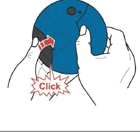 Close the battery door. You may hear a Click. - Illustration