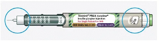 Make sure a needle is attached and the dose is set to ‘0’ - Illustration