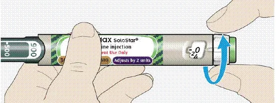 Turn the dose selector until the dose pointer lines up with your dose - Illustration