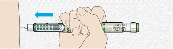 Push the needle into your skin as shown by your healthcare provider - Illustration