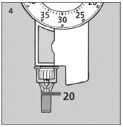 The insulin will fill the lower part of the cap - Illustration