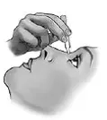 Place the tip of the single-use container close to your eye - Illustration