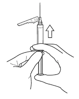 Depress the plunger rod to remove air until a few drops are released - Illustration