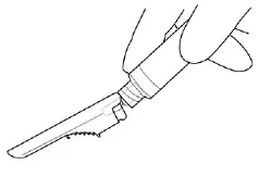 Cover the needle by pressing the safety device - Illustration