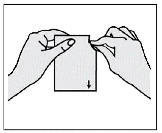 Tear open the pouch and remove the patch - Illustration