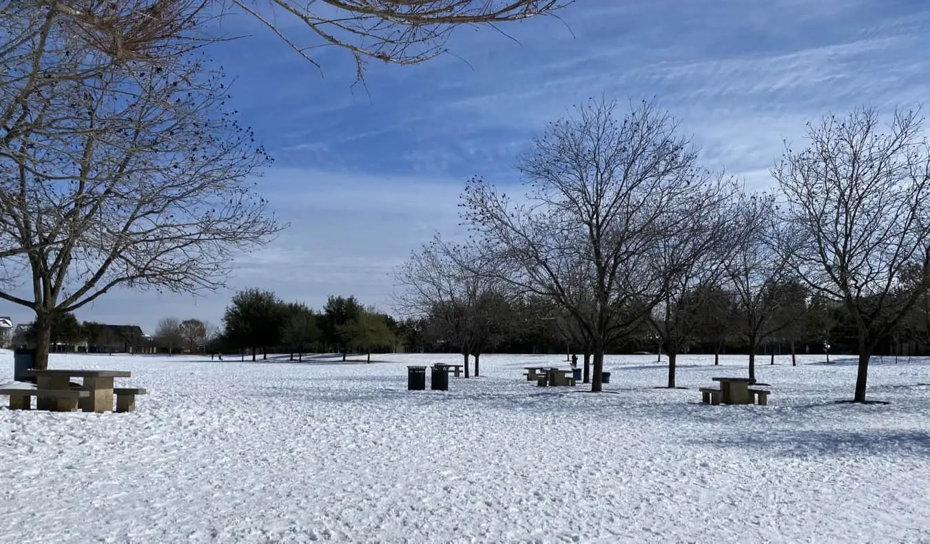 Un parc enneigé à Austin, Texas