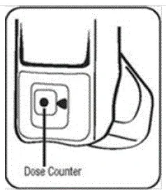 Shake the inhaler well and spray it into the air away from your face - Illustration