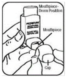 Push the top of the canister all the way down while you breathe in deeply and slowly through your mouth - Illustration