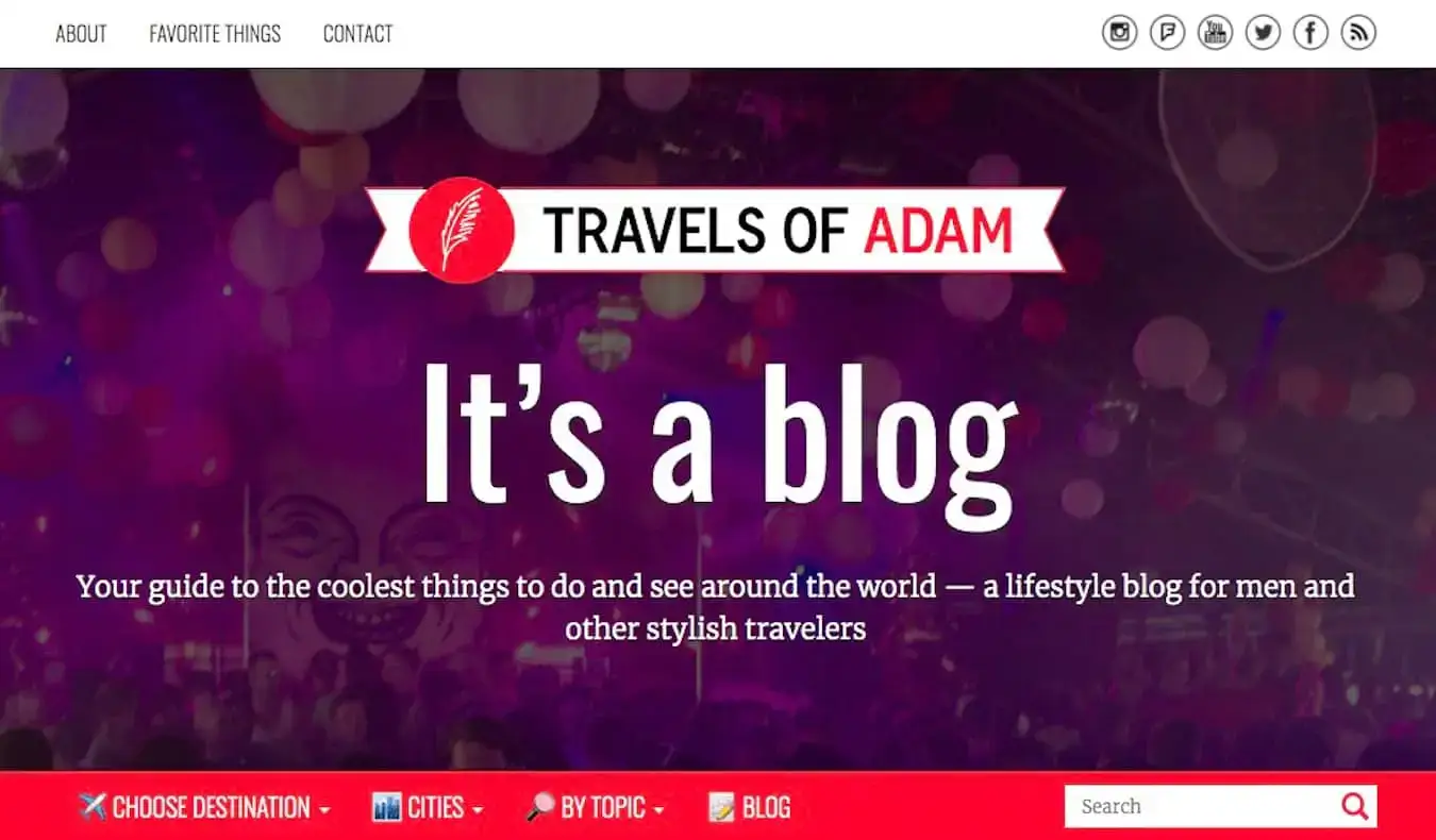 Page d'accueil du blog de voyage Les Voyages d'Adam
