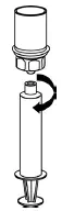 Unscrew the syringe from the Mix2Vial transfer set - Illustration