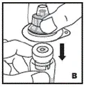 Place over the product vial and firmly press down - Illustration