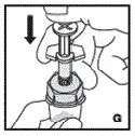 Inject the diluent slowly by pushing down on the plunger rod - Illustration
