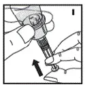 Turn the vial with syringe upside-down (invert) so the vial is now above the syringe - Illustration
