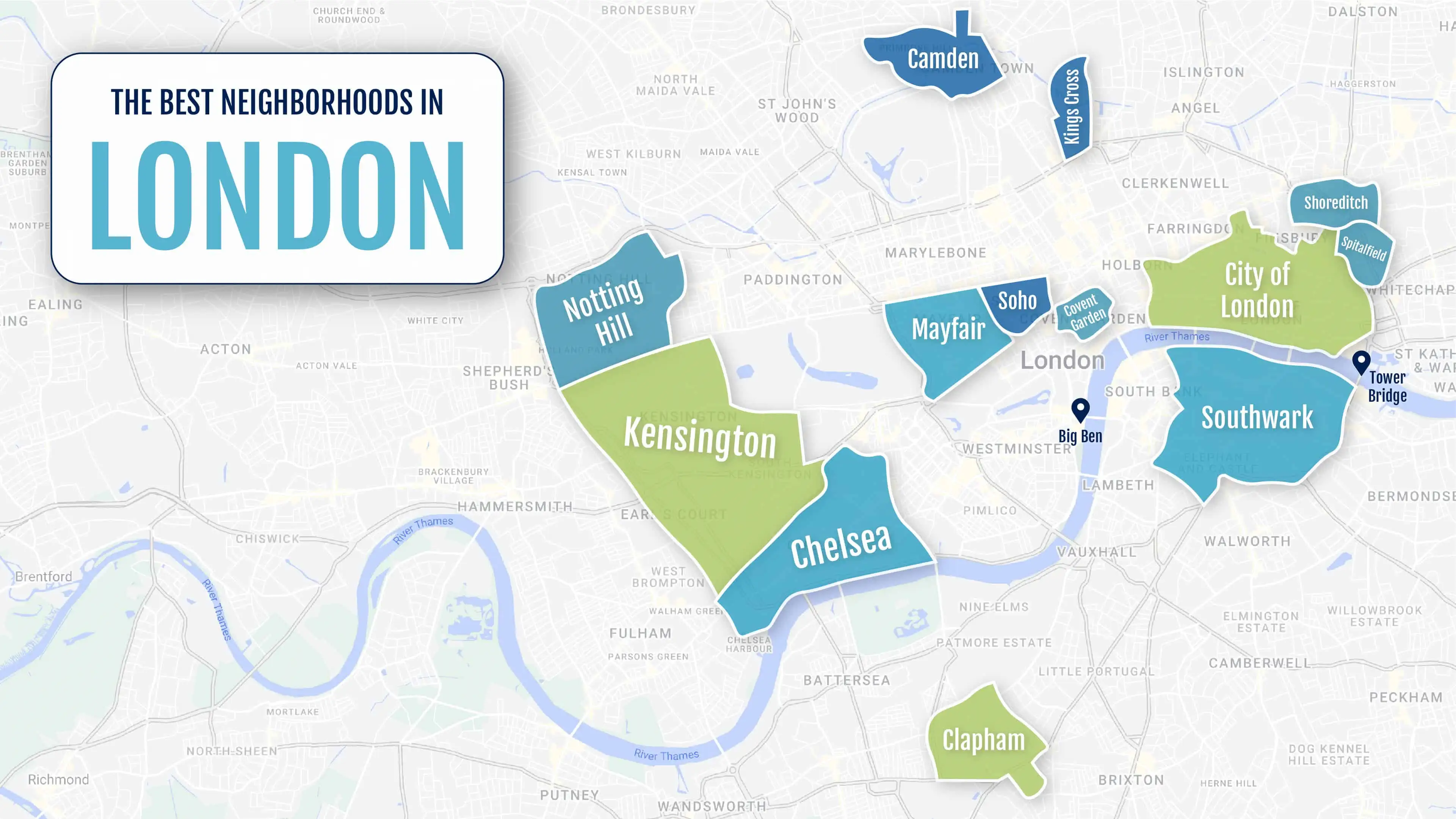 Um mapa colorido dos bairros de Londres, Reino Unido
